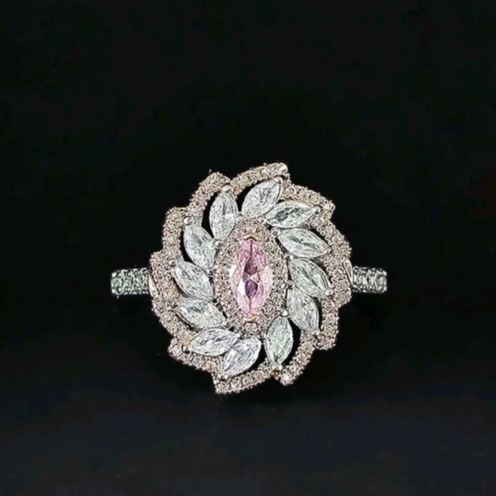 Elegant Silver and Pink Gemstone Ring